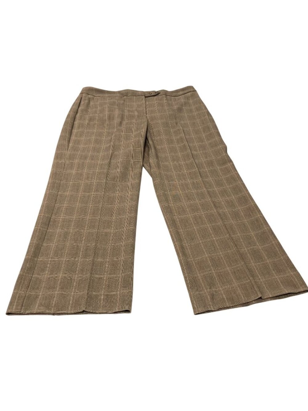 Emma & James Plaid Dress Pants 14 Brown Stretch Flare Corp Twee Neutral Trouser